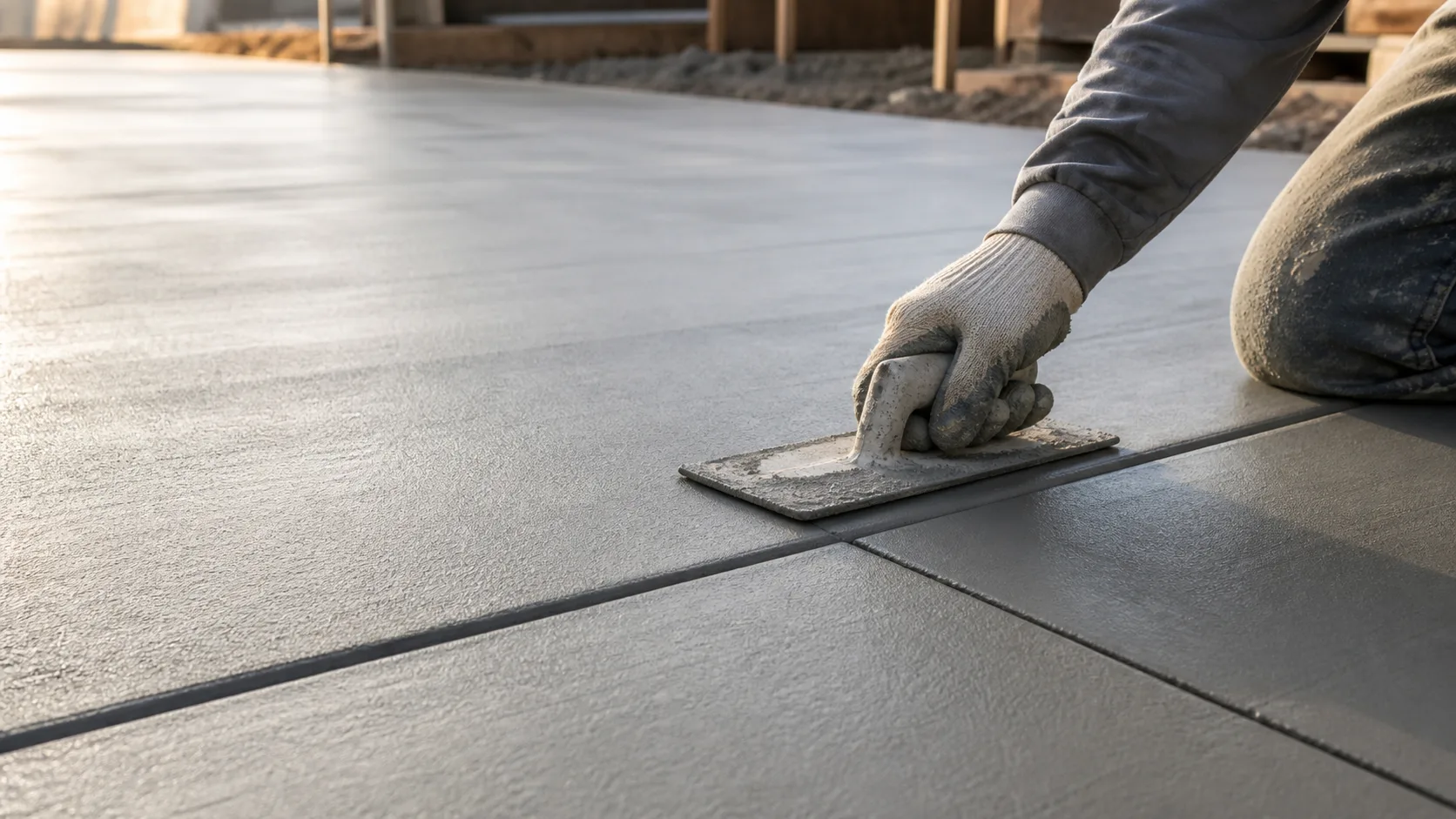 Illustrative view of a concrete surface being finished.